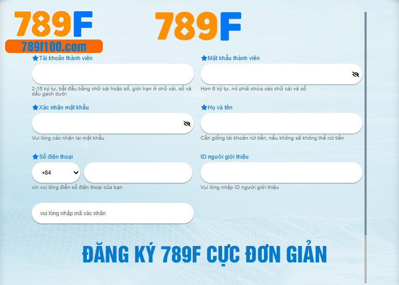 Đăng ký 789f cực đơn giản